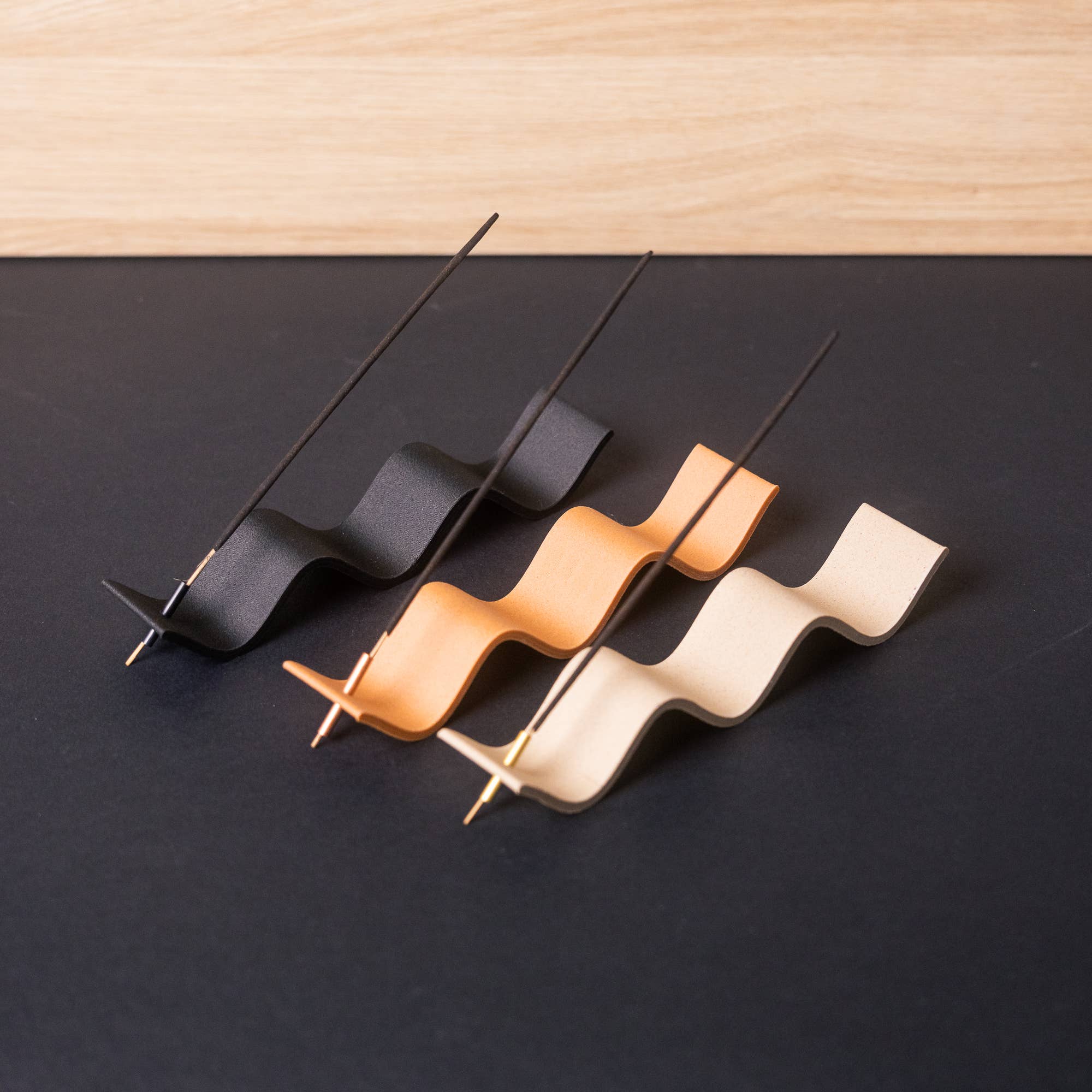Incense Holder - Wood-based with metal insert - Curly: Ebony Black - Elevation Lifestyle