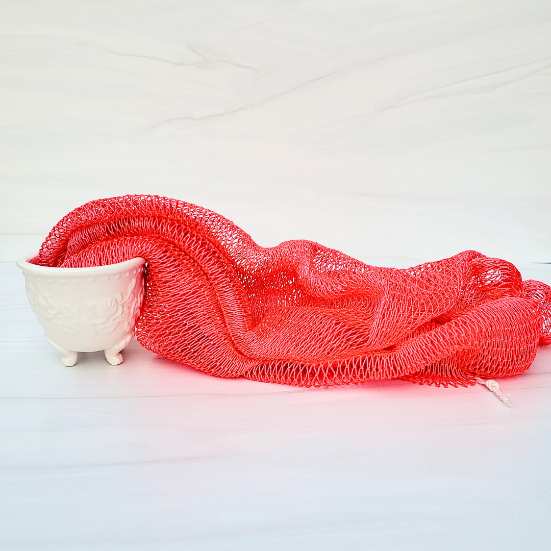 African Exfoliating Net Bath Sponge 45": Red - Elevation Lifestyle
