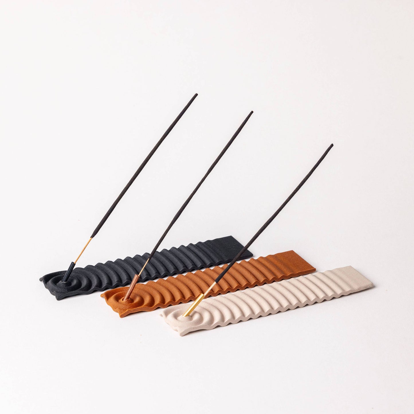 Incense Holder - Wood-based with metal insert - Wavy: Ebony Black - Elevation Lifestyle