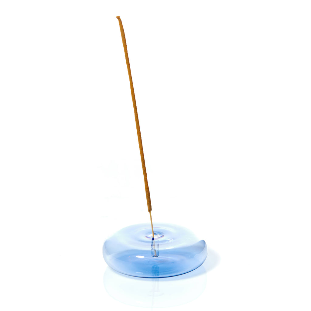 Dimple - Hand Blown Glass Incense Holder Blue - Elevation Lifestyle