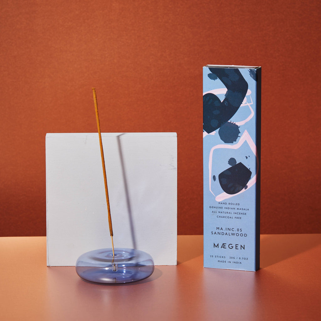 Dimple - Hand Blown Glass Incense Holder Blue - Elevation Lifestyle