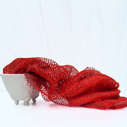 African Exfoliating Net Bath Sponge 45": Red - Elevation Lifestyle