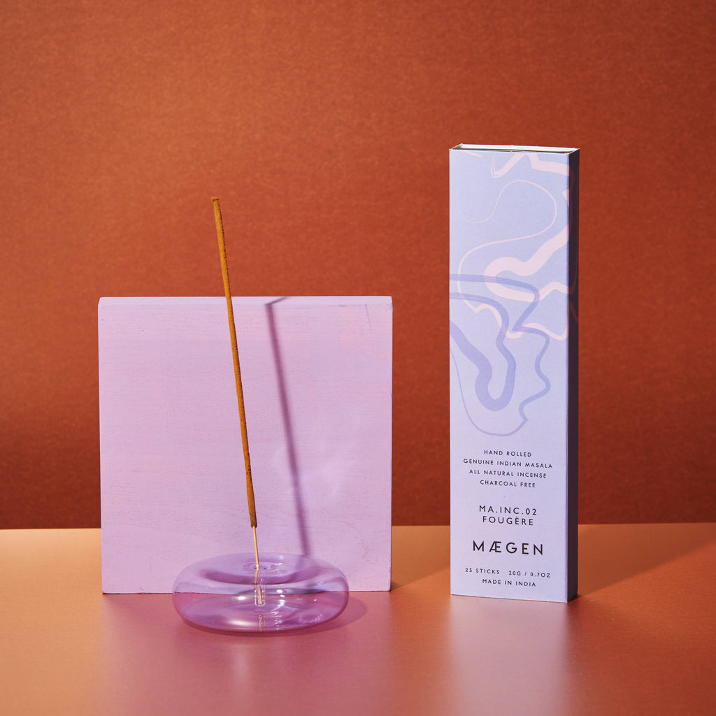 Dimple - Hand Blown Glass Incense Holder Lavender - Elevation Lifestyle