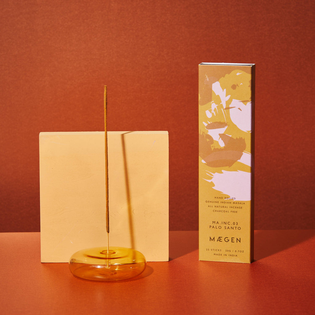 Dimple - Hand Blown Glass Incense Holder Yellow - Elevation Lifestyle