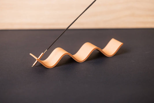 Incense Holder - Wood-based with metal insert - Curly: Cedar / Terracotta - Elevation Lifestyle