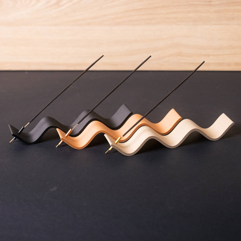 Incense Holder - Wood-based with metal insert - Curly: Ebony Black - Elevation Lifestyle